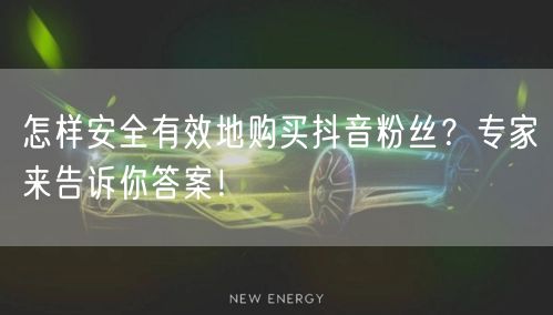 怎样安全有效地购买抖音粉丝？专家来告诉你答案！