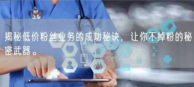 揭秘低价粉丝业务的成功秘诀，让你不掉粉的秘密武器。