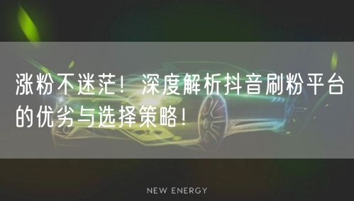 涨粉不迷茫！深度解析抖音刷粉平台的优劣与选择策略！