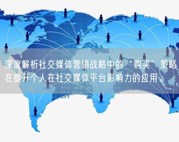 深度解析社交媒体营销战略中的“购买”策略在提升个人在社交媒体平台影响力的应用。