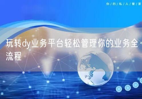 玩转dy业务平台轻松管理你的业务全流程