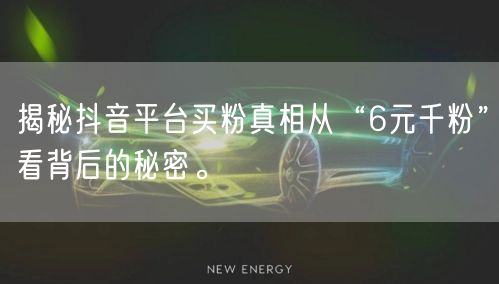 揭秘抖音平台买粉真相从“6元千粉”看背后的秘密。
