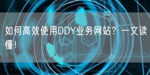 如何高效使用DDY业务网站？一文读懂！