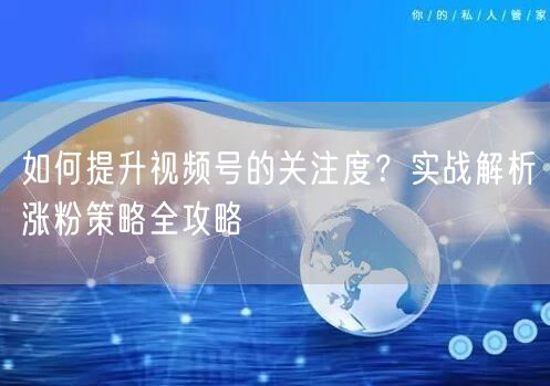 如何提升视频号的关注度？实战解析涨粉策略全攻略