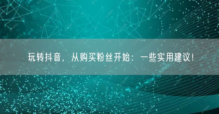 玩转抖音，从购买粉丝开始：一些实用建议！