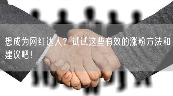 想成为网红达人？试试这些有效的涨粉方法和建议吧！