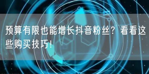 预算有限也能增长抖音粉丝？看看这些购买技巧！