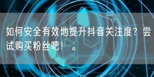 如何安全有效地提升抖音关注度？尝试购买粉丝吧！。