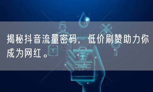 揭秘抖音流量密码，低价刷赞助力你成为网红。