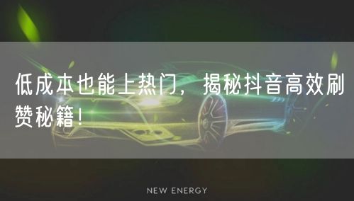 低成本也能上热门，揭秘抖音高效刷赞秘籍！