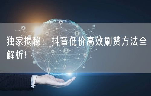 独家揭秘：抖音低价高效刷赞方法全解析！