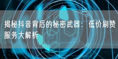 揭秘抖音背后的秘密武器：低价刷赞服务大解析