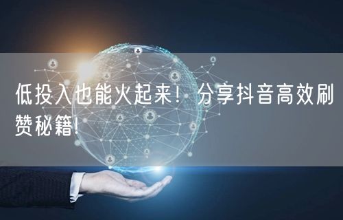 低投入也能火起来！分享抖音高效刷赞秘籍!