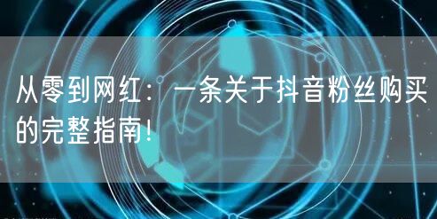 从零到网红：一条关于抖音粉丝购买的完整指南！