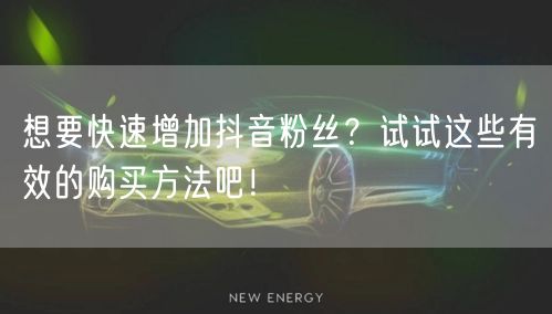 想要快速增加抖音粉丝？试试这些有效的购买方法吧！