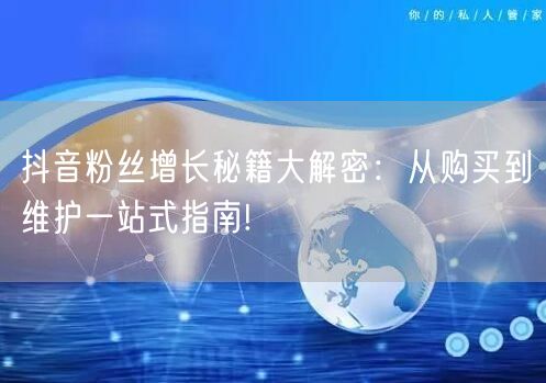 抖音粉丝增长秘籍大解密：从购买到维护一站式指南!