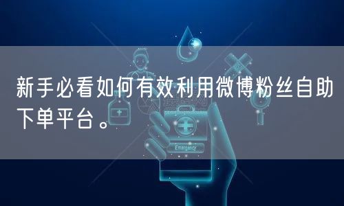 新手必看如何有效利用微博粉丝自助下单平台。