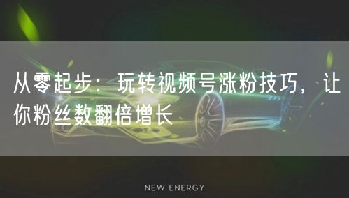 从零起步：玩转视频号涨粉技巧，让你粉丝数翻倍增长