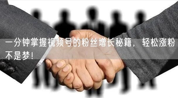 一分钟掌握视频号的粉丝增长秘籍，轻松涨粉不是梦！
