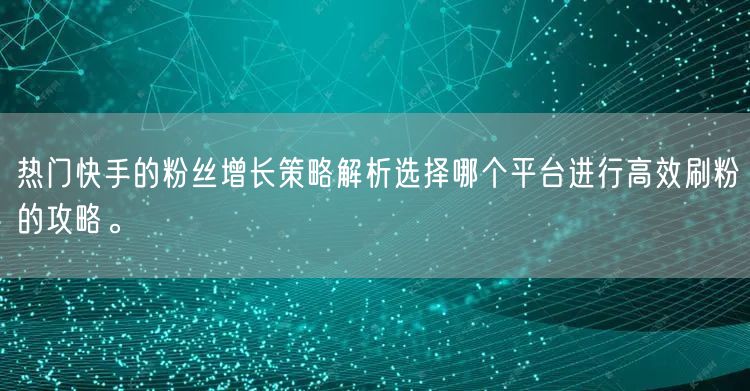热门快手的粉丝增长策略解析选择哪个平台进行高效刷粉的攻略。