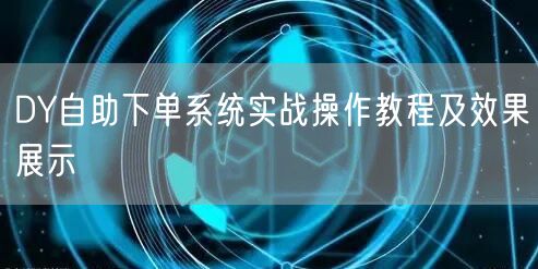 DY自助下单系统实战操作教程及效果展示
