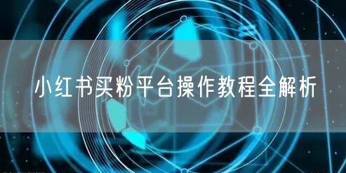 小红书买粉平台操作教程全解析