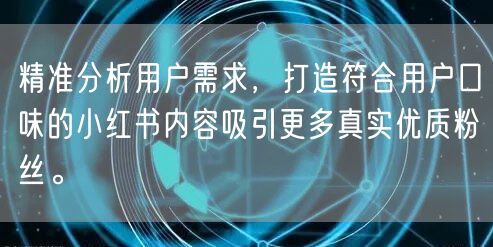 精准分析用户需求，打造符合用户口味的小红书内容吸引更多真实优质粉丝。