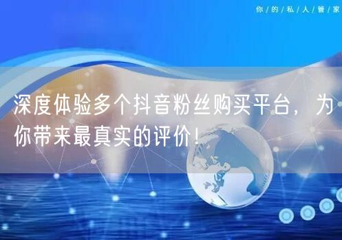 深度体验多个抖音粉丝购买平台，为你带来最真实的评价！
