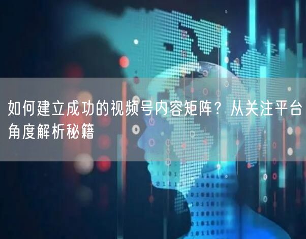 如何建立成功的视频号内容矩阵？从关注平台角度解析秘籍
