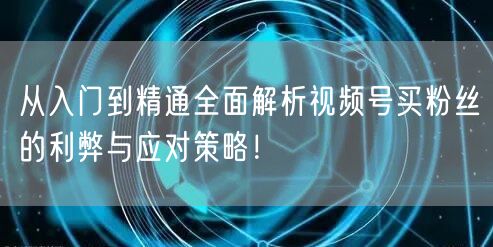 从入门到精通全面解析视频号买粉丝的利弊与应对策略！