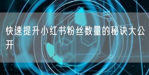 快速提升小红书粉丝数量的秘诀大公开