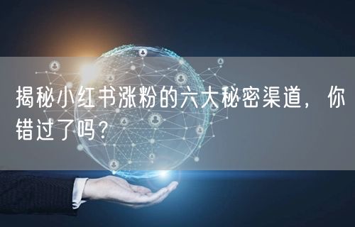 揭秘小红书涨粉的六大秘密渠道，你错过了吗？