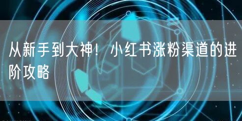 从新手到大神！小红书涨粉渠道的进阶攻略