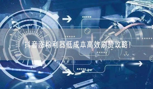 抖音涨粉利器低成本高效刷赞攻略！
