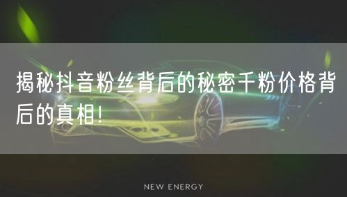 揭秘抖音粉丝背后的秘密千粉价格背后的真相！
