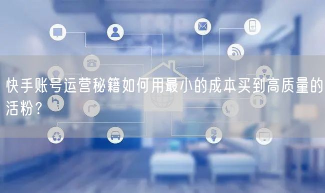 快手账号运营秘籍如何用最小的成本买到高质量的活粉？