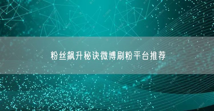 粉丝飙升秘诀微博刷粉平台推荐