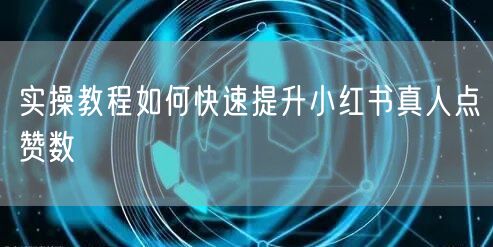 实操教程如何快速提升小红书真人点赞数